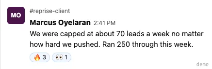Marcus Oyelaran — 250 leads processed in one week