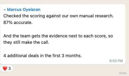 Marcus Oyelaran — research accuracy and four additional deals